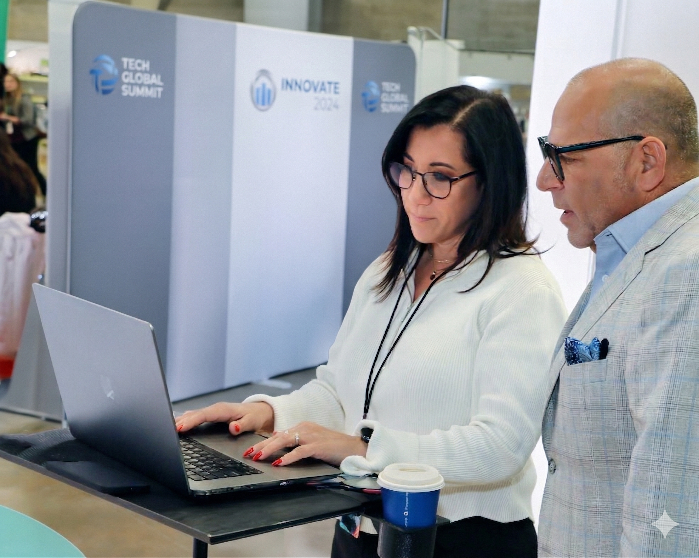 Professional headshot booth at a conference